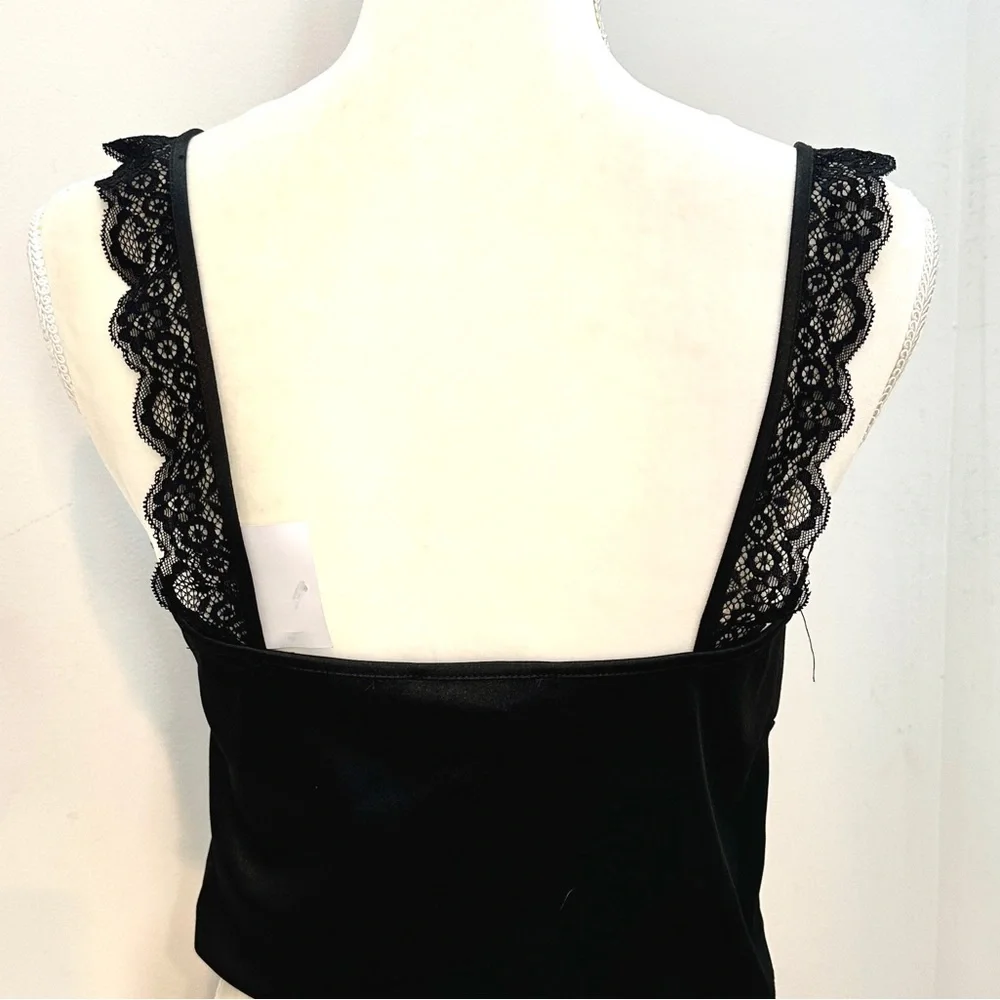 Forever 21 Black Satin & Lace Camisole, sz Large - Picture 3 of 8